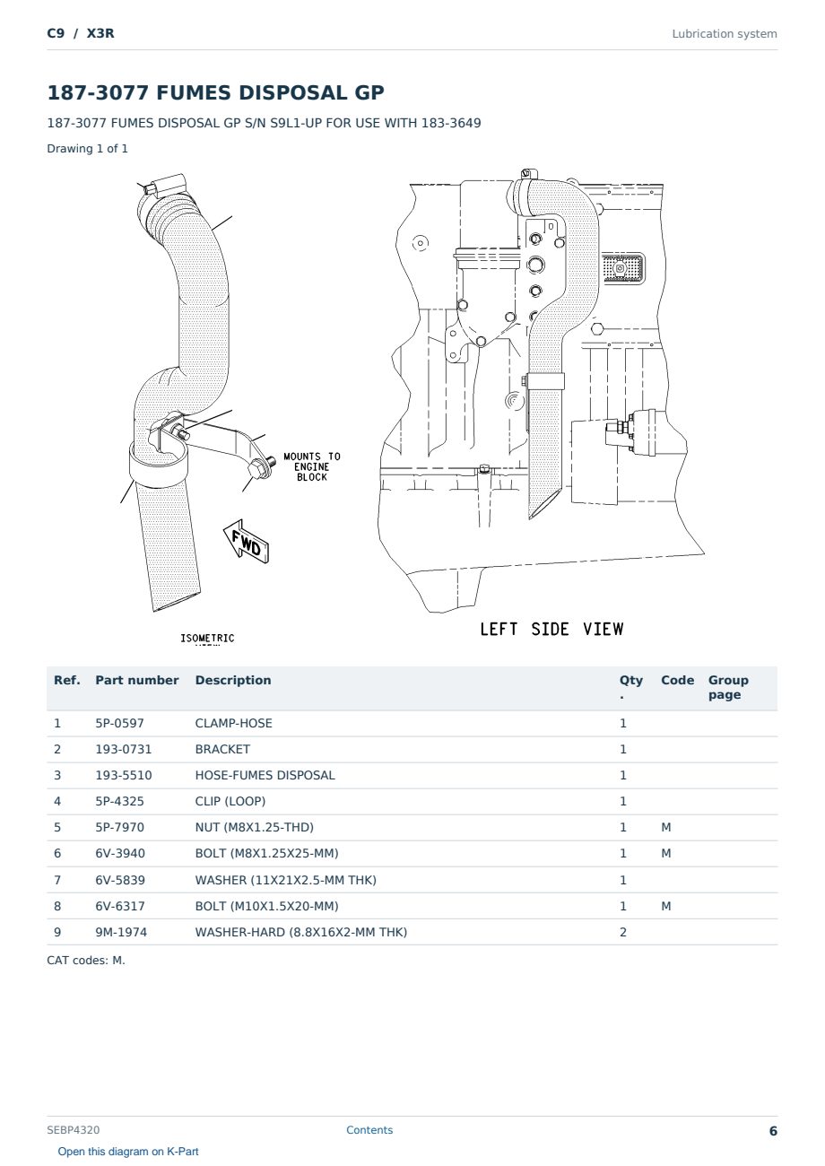 Caterpillar C9 S/N X3R Partsbook SEBP4320 (English) - sample page 6 of 10 Caterpillar C9 S/N X3R Partsbook SEBP4320 (English) - sample page 6 of 10