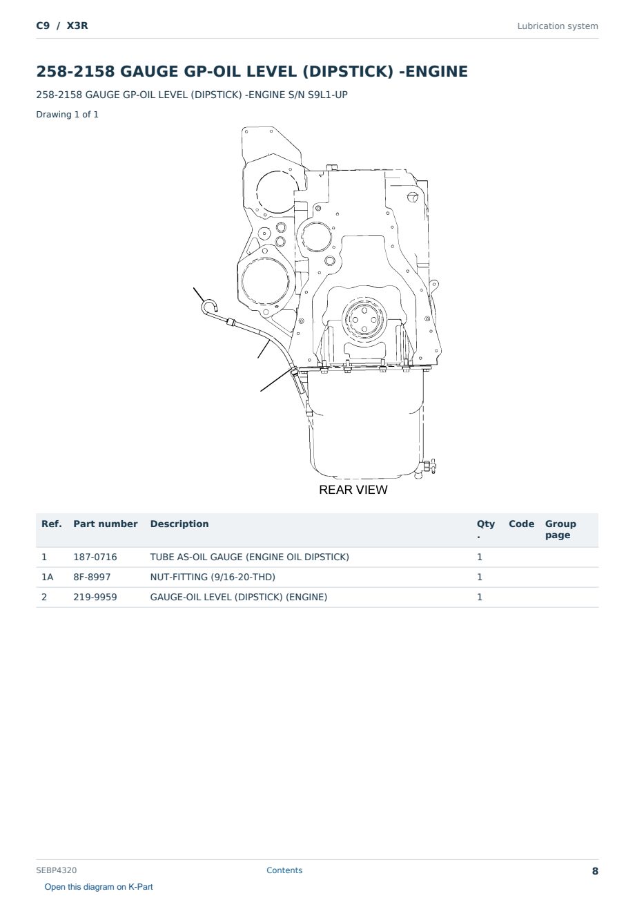 Caterpillar C9 S/N X3R Partsbook SEBP4320 (English) - sample page 8 of 10 Caterpillar C9 S/N X3R Partsbook SEBP4320 (English) - sample page 8 of 10