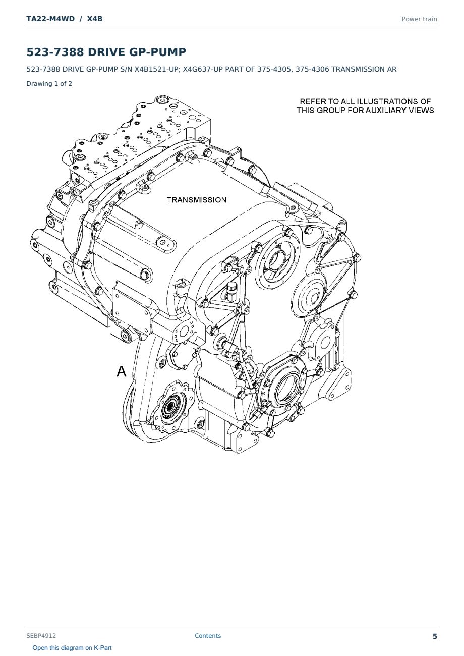 Caterpillar TA22-M4WD S/N X4B Partsbook SEBP4912 (English) - sample page 5 of 10 Caterpillar TA22-M4WD S/N X4B Partsbook SEBP4912 (English) - sample page 5 of 10