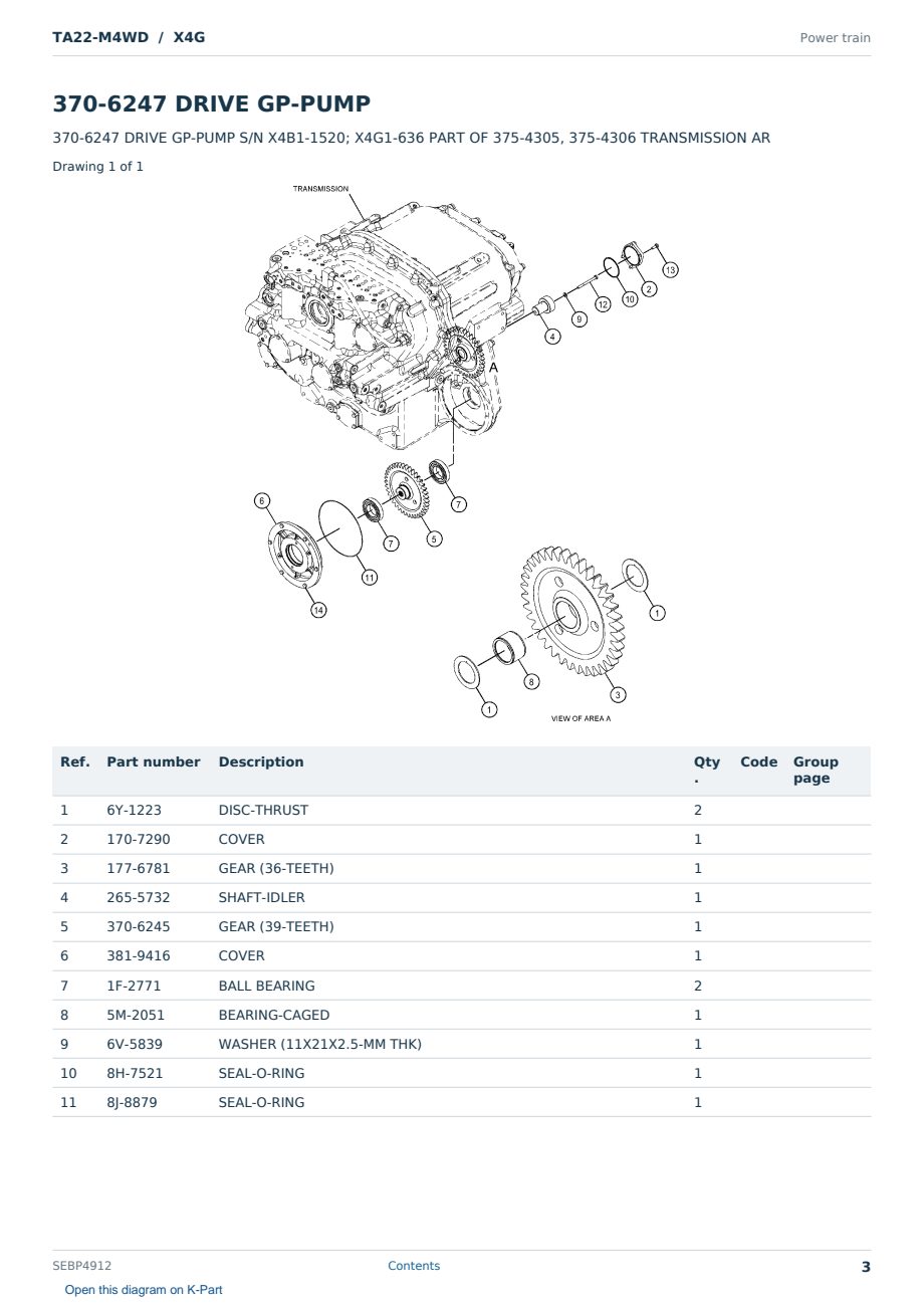 Caterpillar TA22-M4WD S/N X4G Partsbook SEBP4912 (English) - sample page 3 of 10 Caterpillar TA22-M4WD S/N X4G Partsbook SEBP4912 (English) - sample page 3 of 10