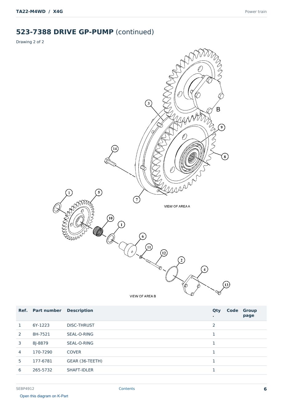 Caterpillar TA22-M4WD S/N X4G Partsbook SEBP4912 (English) - sample page 6 of 10 Caterpillar TA22-M4WD S/N X4G Partsbook SEBP4912 (English) - sample page 6 of 10