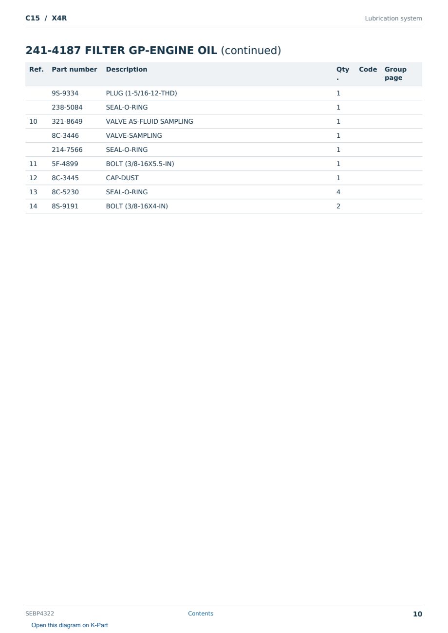 Caterpillar C15 S/N X4R Partsbook SEBP4322 (English) - sample page 10 of 10 Caterpillar C15 S/N X4R Partsbook SEBP4322 (English) - sample page 10 of 10