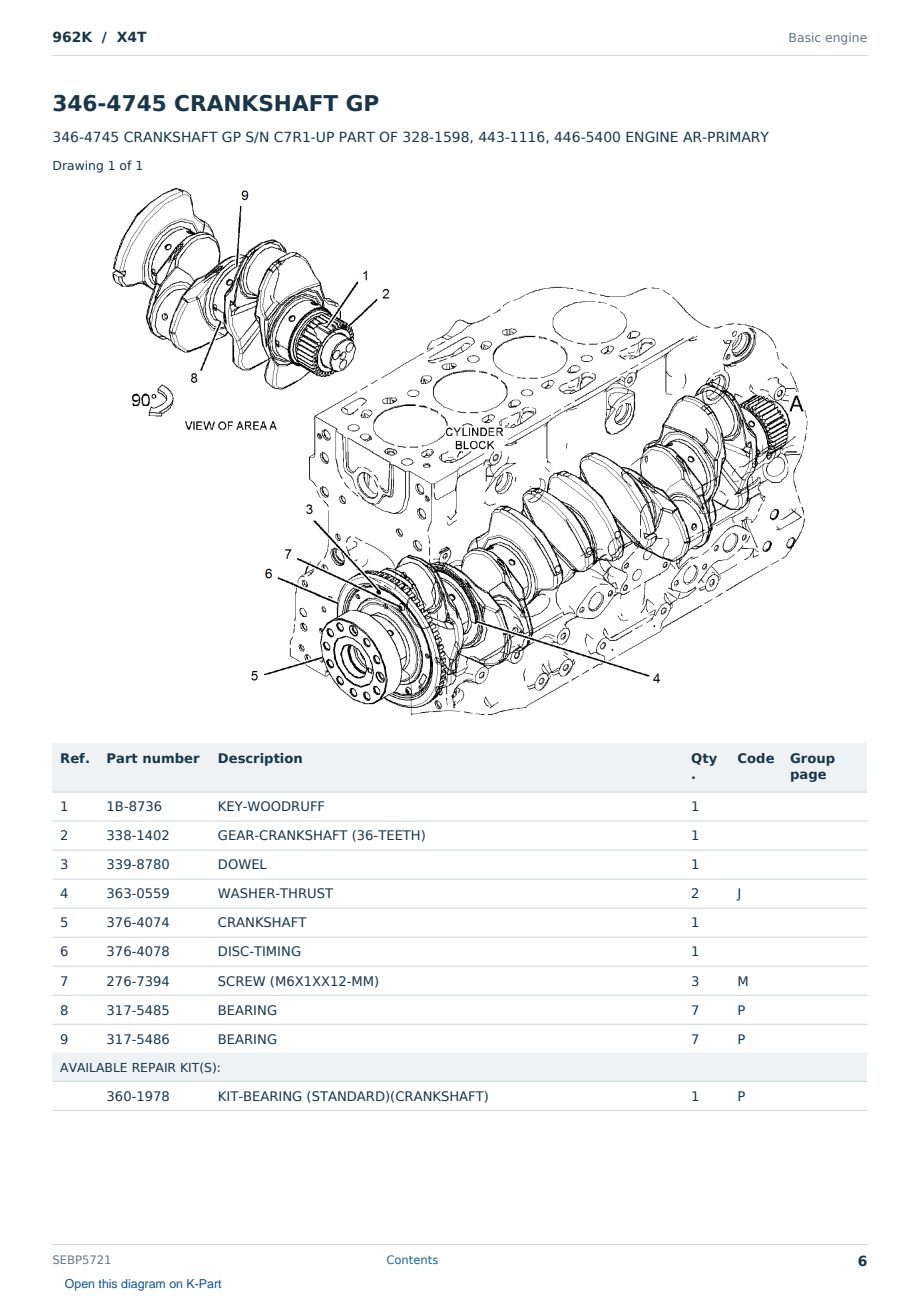 Caterpillar 962K S/N X4T Partsbook SEBP5721 (English) - sample page 6 of 10 Caterpillar 962K S/N X4T Partsbook SEBP5721 (English) - sample page 6 of 10