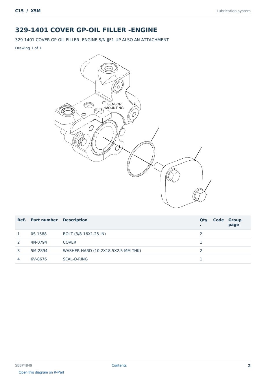 Caterpillar C15 S/N X5M Partsbook SEBP4849 (English) - sample page 2 of 10 Caterpillar C15 S/N X5M Partsbook SEBP4849 (English) - sample page 2 of 10