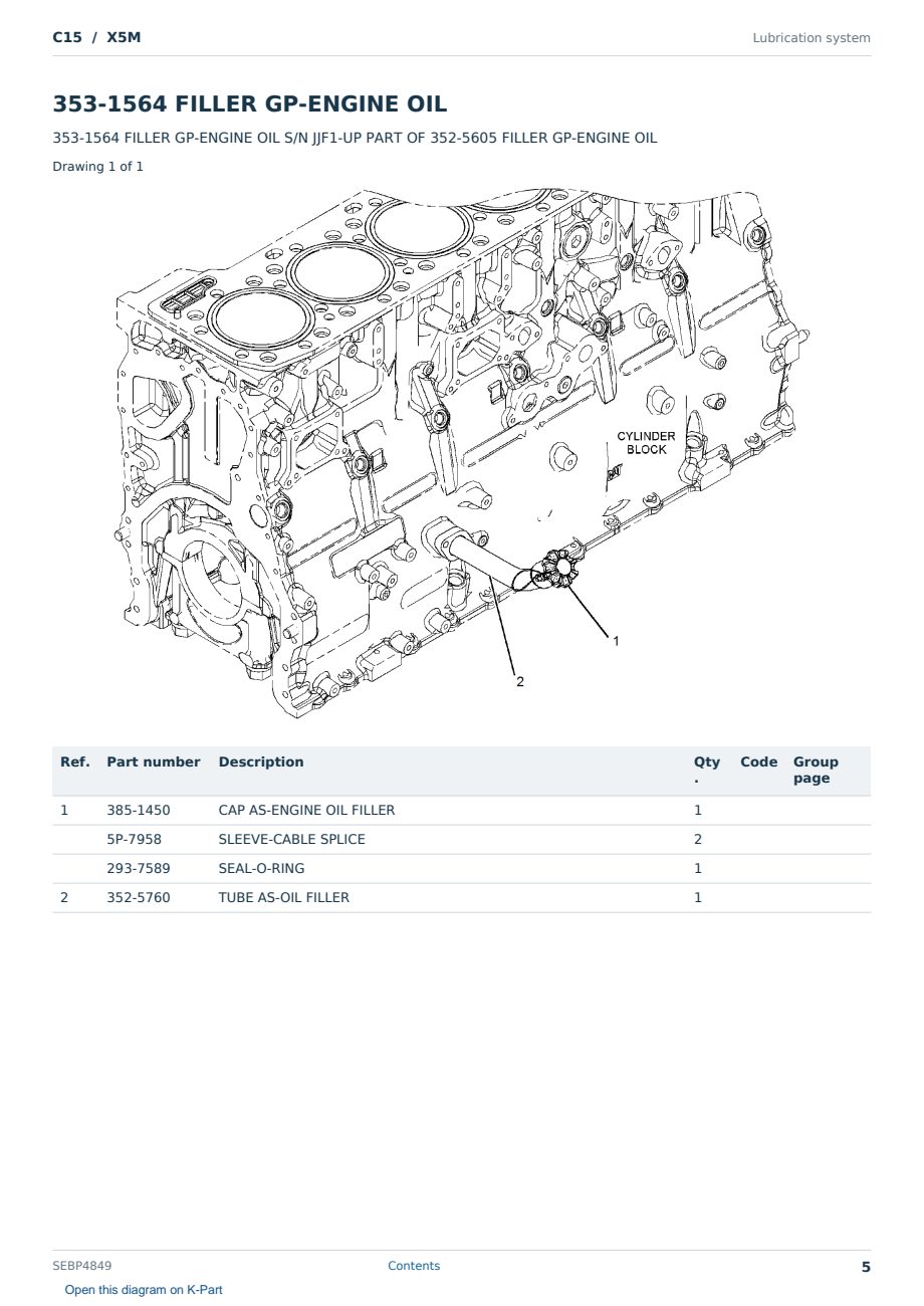 Caterpillar C15 S/N X5M Partsbook SEBP4849 (English) - sample page 5 of 10 Caterpillar C15 S/N X5M Partsbook SEBP4849 (English) - sample page 5 of 10