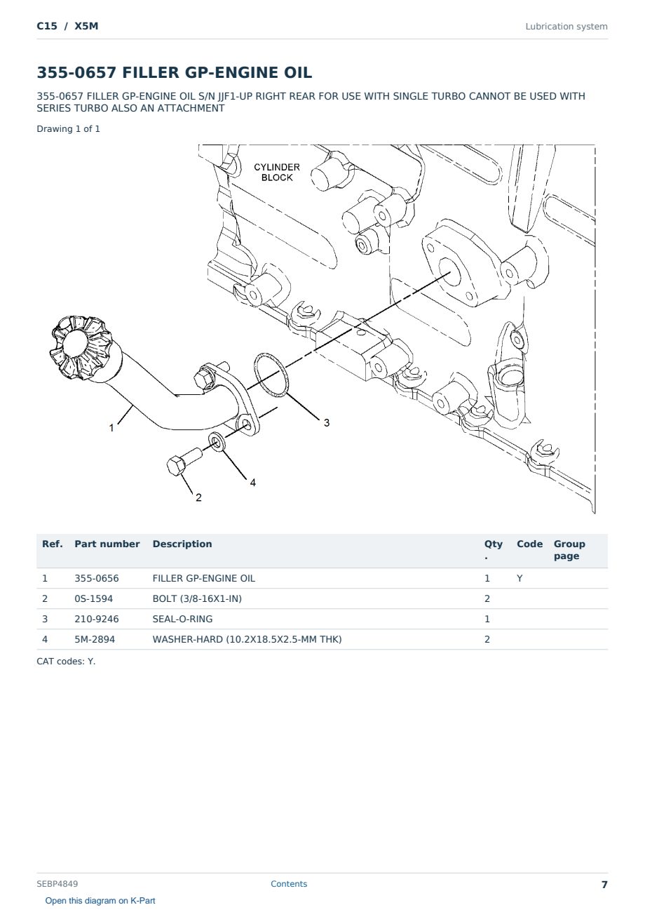 Caterpillar C15 S/N X5M Partsbook SEBP4849 (English) - sample page 7 of 10 Caterpillar C15 S/N X5M Partsbook SEBP4849 (English) - sample page 7 of 10