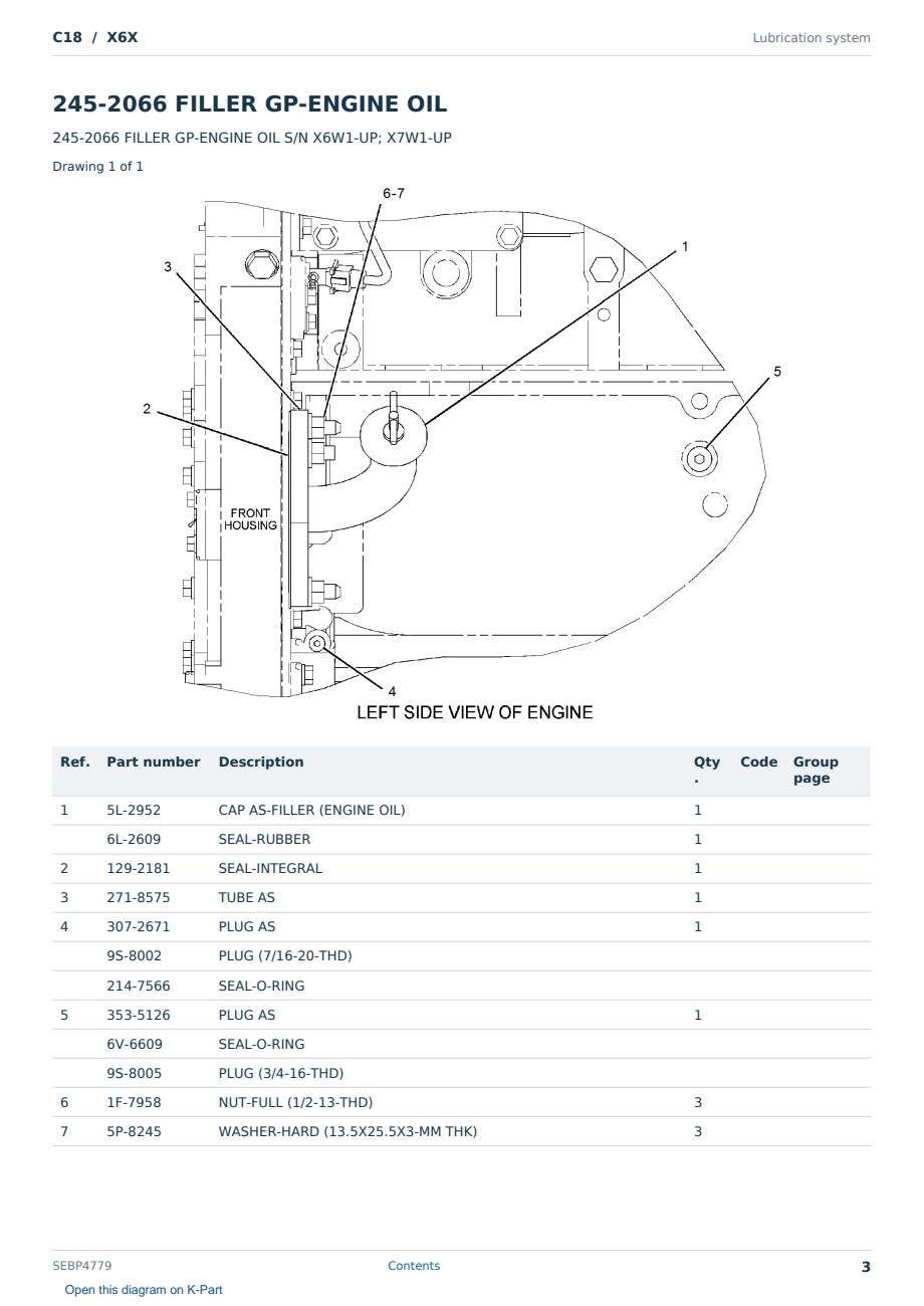Caterpillar C18 S/N X6X Partsbook SEBP4779 (English) - sample page 3 of 10 Caterpillar C18 S/N X6X Partsbook SEBP4779 (English) - sample page 3 of 10