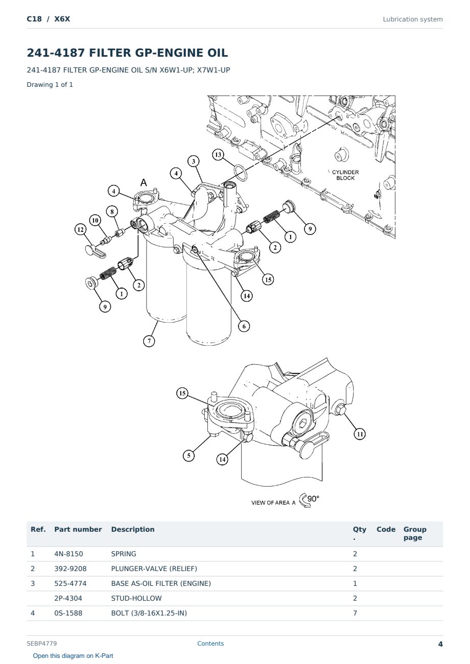 Caterpillar C18 S/N X6X Partsbook SEBP4779 (English) - sample page 4 of 10 Caterpillar C18 S/N X6X Partsbook SEBP4779 (English) - sample page 4 of 10