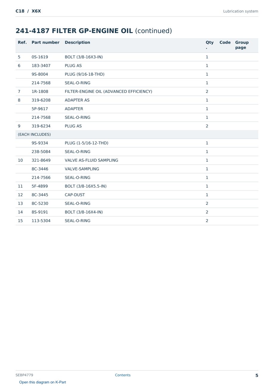 Caterpillar C18 S/N X6X Partsbook SEBP4779 (English) - sample page 5 of 10 Caterpillar C18 S/N X6X Partsbook SEBP4779 (English) - sample page 5 of 10