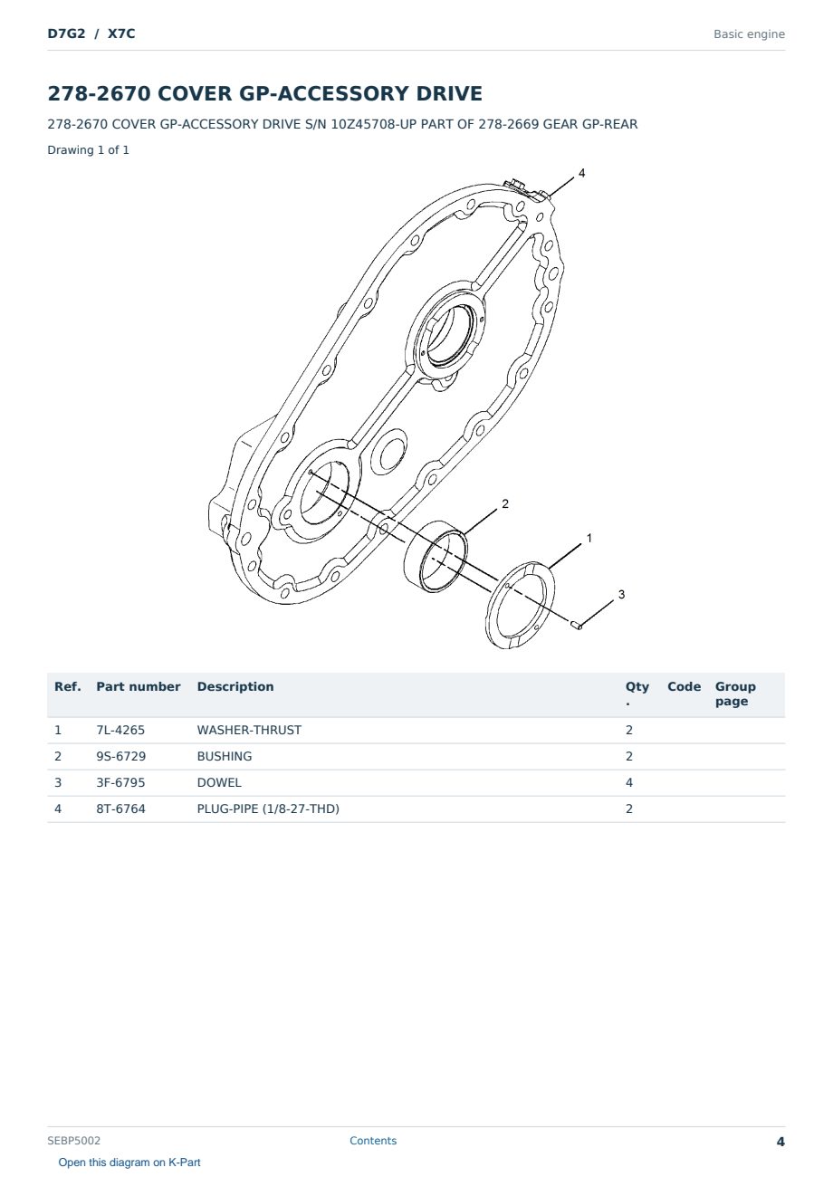 Caterpillar D7G2 S/N X7C Partsbook SEBP5002 (English) - sample page 4 of 10 Caterpillar D7G2 S/N X7C Partsbook SEBP5002 (English) - sample page 4 of 10