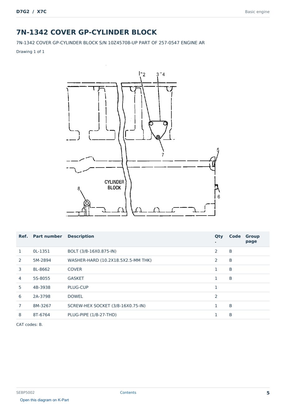 Caterpillar D7G2 S/N X7C Partsbook SEBP5002 (English) - sample page 5 of 10 Caterpillar D7G2 S/N X7C Partsbook SEBP5002 (English) - sample page 5 of 10