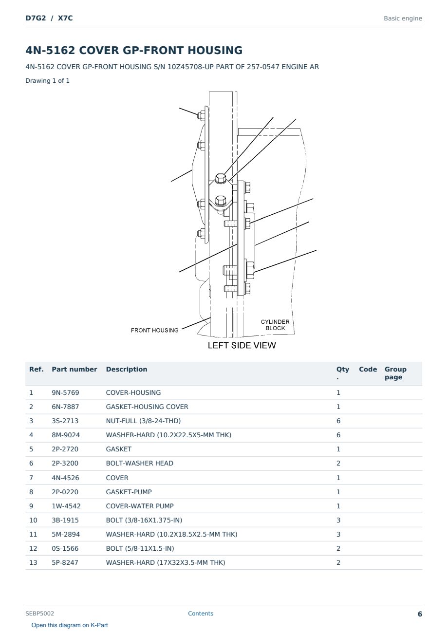 Caterpillar D7G2 S/N X7C Partsbook SEBP5002 (English) - sample page 6 of 10 Caterpillar D7G2 S/N X7C Partsbook SEBP5002 (English) - sample page 6 of 10