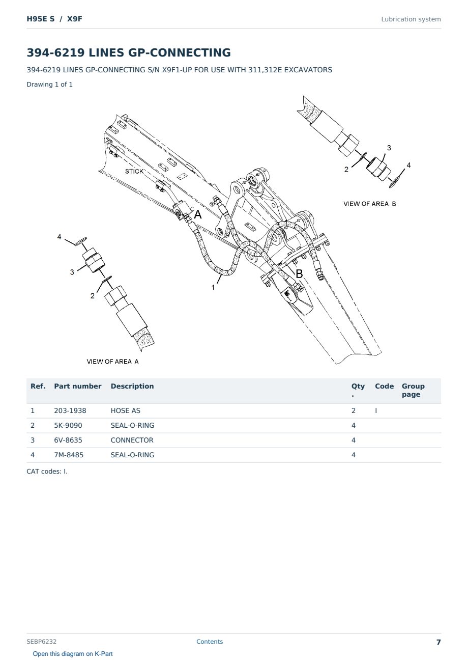 Caterpillar H95E S S/N X9F Partsbook SEBP6232 (English) - sample page 7 of 10 Caterpillar H95E S S/N X9F Partsbook SEBP6232 (English) - sample page 7 of 10