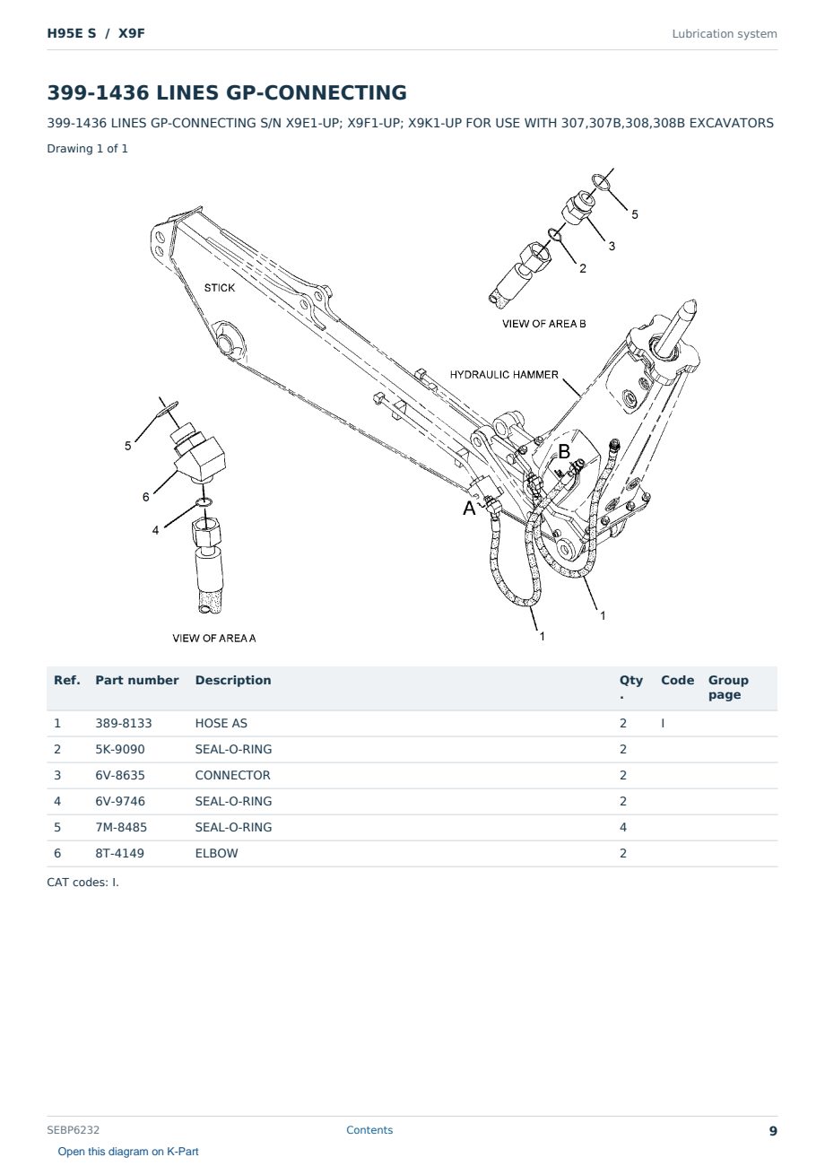 Caterpillar H95E S S/N X9F Partsbook SEBP6232 (English) - sample page 9 of 10 Caterpillar H95E S S/N X9F Partsbook SEBP6232 (English) - sample page 9 of 10