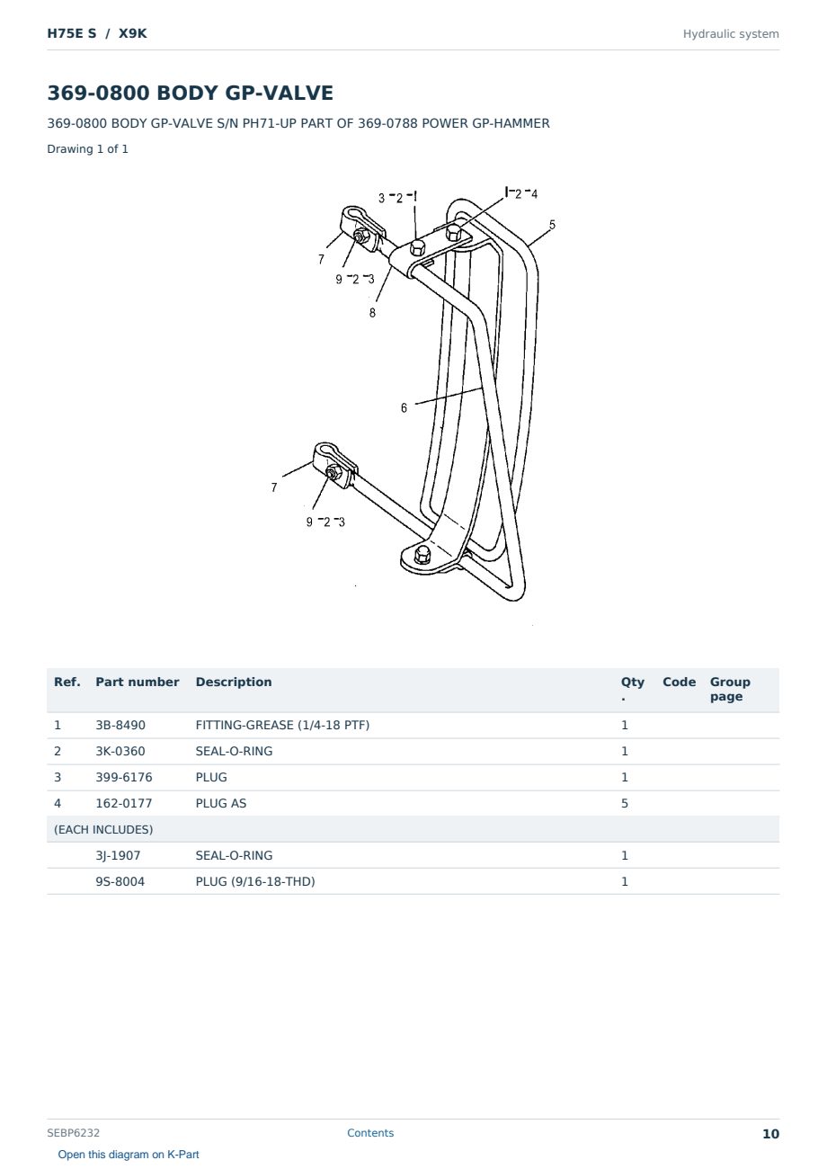 Caterpillar H75E S S/N X9K Partsbook SEBP6232 (English) - sample page 10 of 10 Caterpillar H75E S S/N X9K Partsbook SEBP6232 (English) - sample page 10 of 10