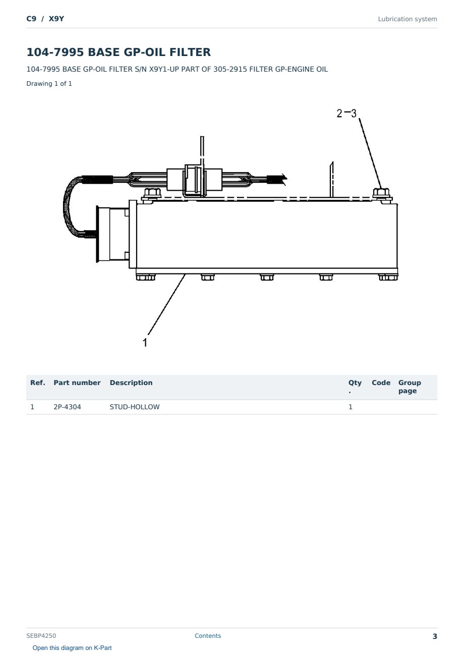 Caterpillar C9 S/N X9Y Partsbook SEBP4250 (English) - sample page 3 of 10 Caterpillar C9 S/N X9Y Partsbook SEBP4250 (English) - sample page 3 of 10
