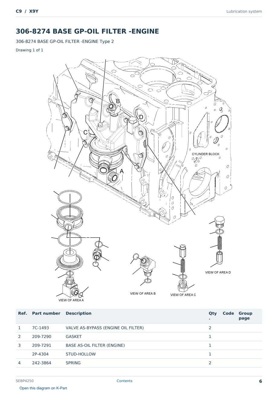 Caterpillar C9 S/N X9Y Partsbook SEBP4250 (English) - sample page 6 of 10 Caterpillar C9 S/N X9Y Partsbook SEBP4250 (English) - sample page 6 of 10