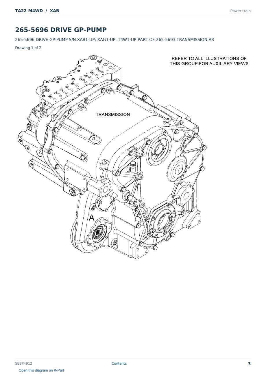 Caterpillar TA22-M4WD S/N XAB Partsbook SEBP4912 (English) - sample page 3 of 10 Caterpillar TA22-M4WD S/N XAB Partsbook SEBP4912 (English) - sample page 3 of 10