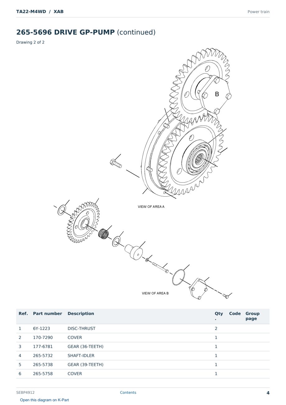Caterpillar TA22-M4WD S/N XAB Partsbook SEBP4912 (English) - sample page 4 of 10 Caterpillar TA22-M4WD S/N XAB Partsbook SEBP4912 (English) - sample page 4 of 10