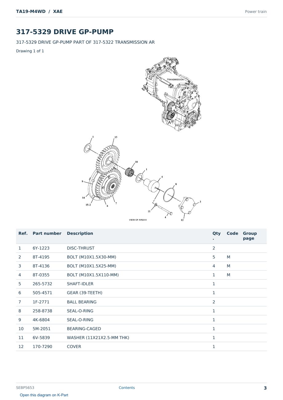Caterpillar TA19-M4WD S/N XAE Partsbook SEBP5653 (English) - sample page 3 of 10 Caterpillar TA19-M4WD S/N XAE Partsbook SEBP5653 (English) - sample page 3 of 10