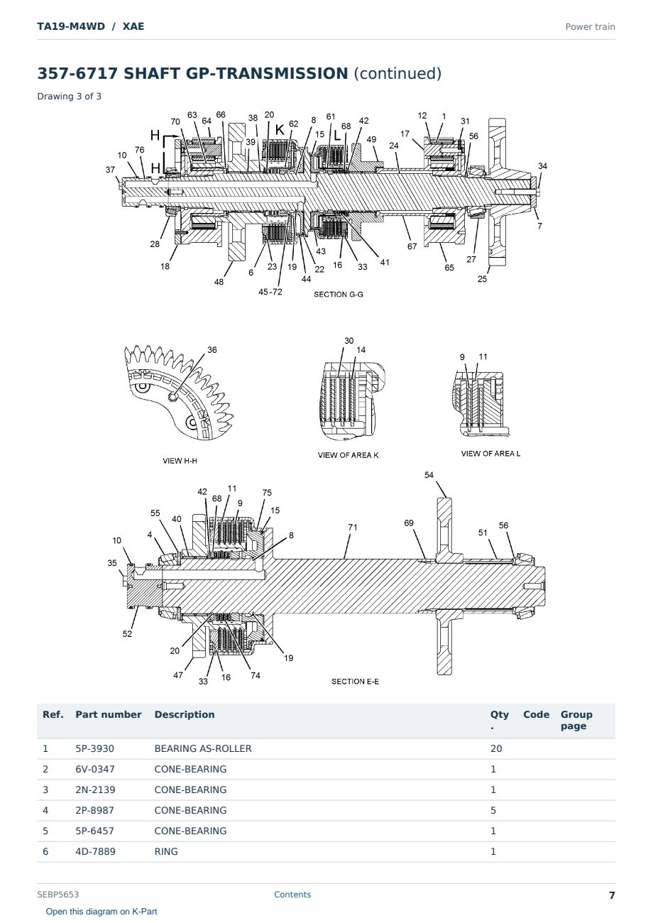 Caterpillar TA19-M4WD S/N XAE Partsbook SEBP5653 (English) - sample page 7 of 10 Caterpillar TA19-M4WD S/N XAE Partsbook SEBP5653 (English) - sample page 7 of 10
