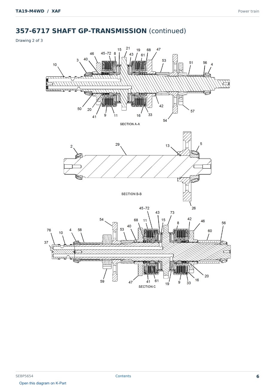 Caterpillar TA19-M4WD S/N XAF Partsbook SEBP5654 (English) - sample page 6 of 10 Caterpillar TA19-M4WD S/N XAF Partsbook SEBP5654 (English) - sample page 6 of 10