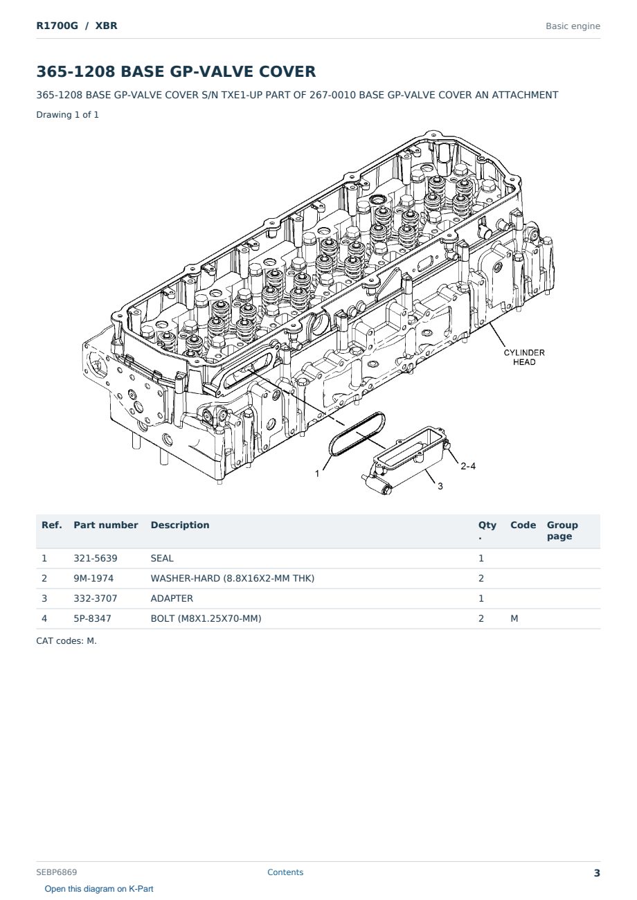 Caterpillar R1700G S/N XBR Partsbook SEBP6869 (English) - sample page 3 of 10 Caterpillar R1700G S/N XBR Partsbook SEBP6869 (English) - sample page 3 of 10