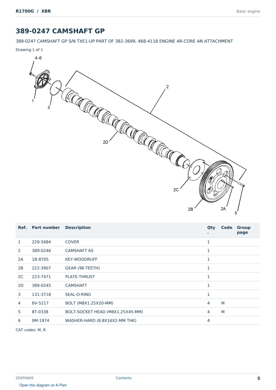 Caterpillar R1700G S/N XBR Partsbook SEBP6869 (English) - sample page 5 of 10 Caterpillar R1700G S/N XBR Partsbook SEBP6869 (English) - sample page 5 of 10