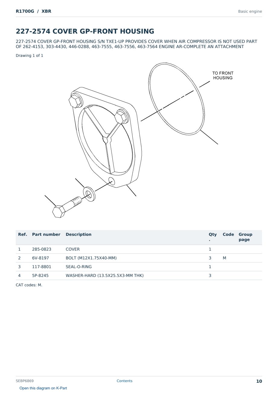 Caterpillar R1700G S/N XBR Partsbook SEBP6869 (English) - sample page 10 of 10 Caterpillar R1700G S/N XBR Partsbook SEBP6869 (English) - sample page 10 of 10