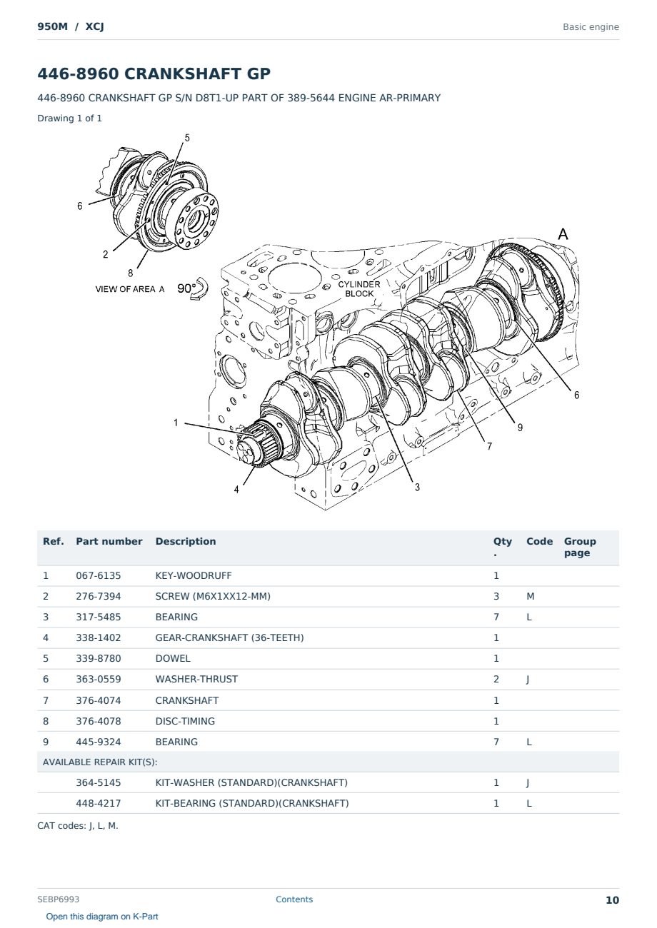 Caterpillar 950M S/N XCJ Partsbook SEBP6993 (English) - sample page 10 of 10 Caterpillar 950M S/N XCJ Partsbook SEBP6993 (English) - sample page 10 of 10