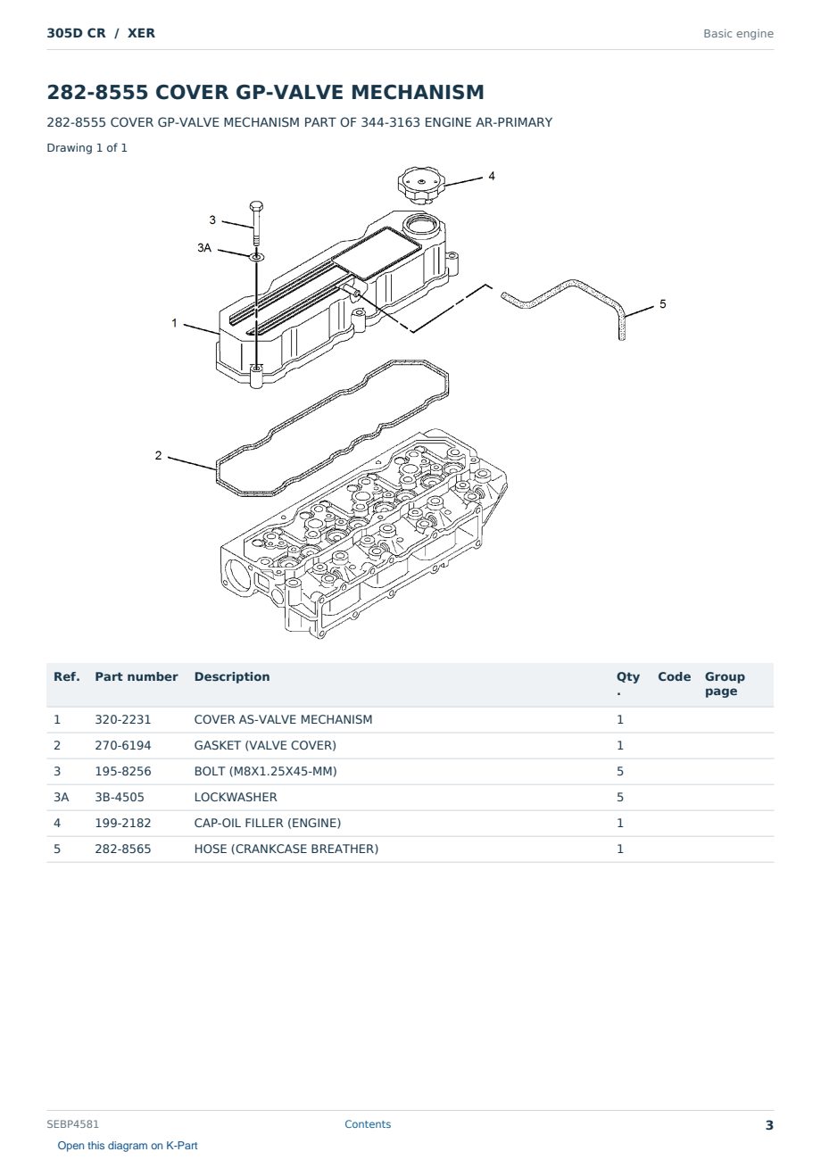 Caterpillar 305D CR S/N XER Partsbook SEBP4581 (English) - sample page 3 of 10 Caterpillar 305D CR S/N XER Partsbook SEBP4581 (English) - sample page 3 of 10