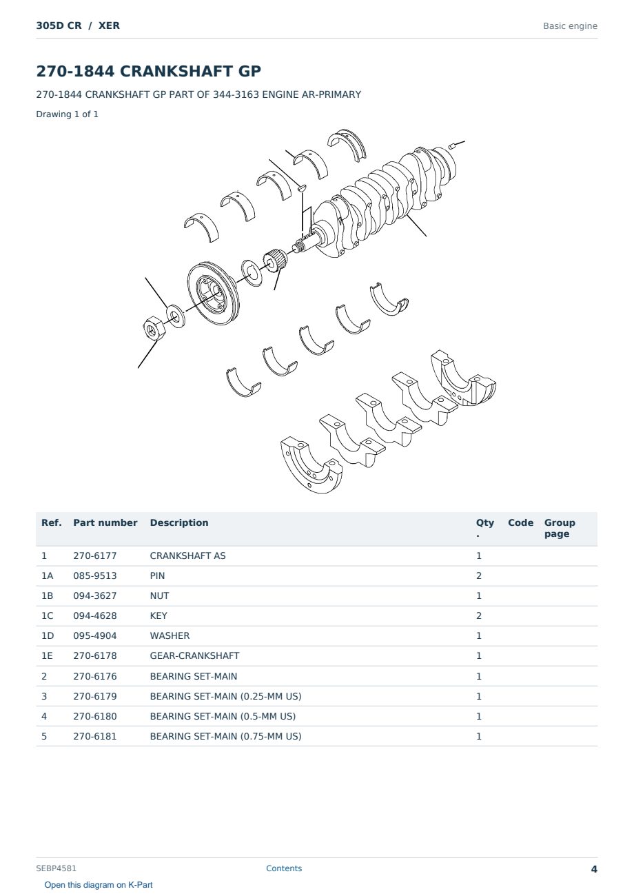 Caterpillar 305D CR S/N XER Partsbook SEBP4581 (English) - sample page 4 of 10 Caterpillar 305D CR S/N XER Partsbook SEBP4581 (English) - sample page 4 of 10