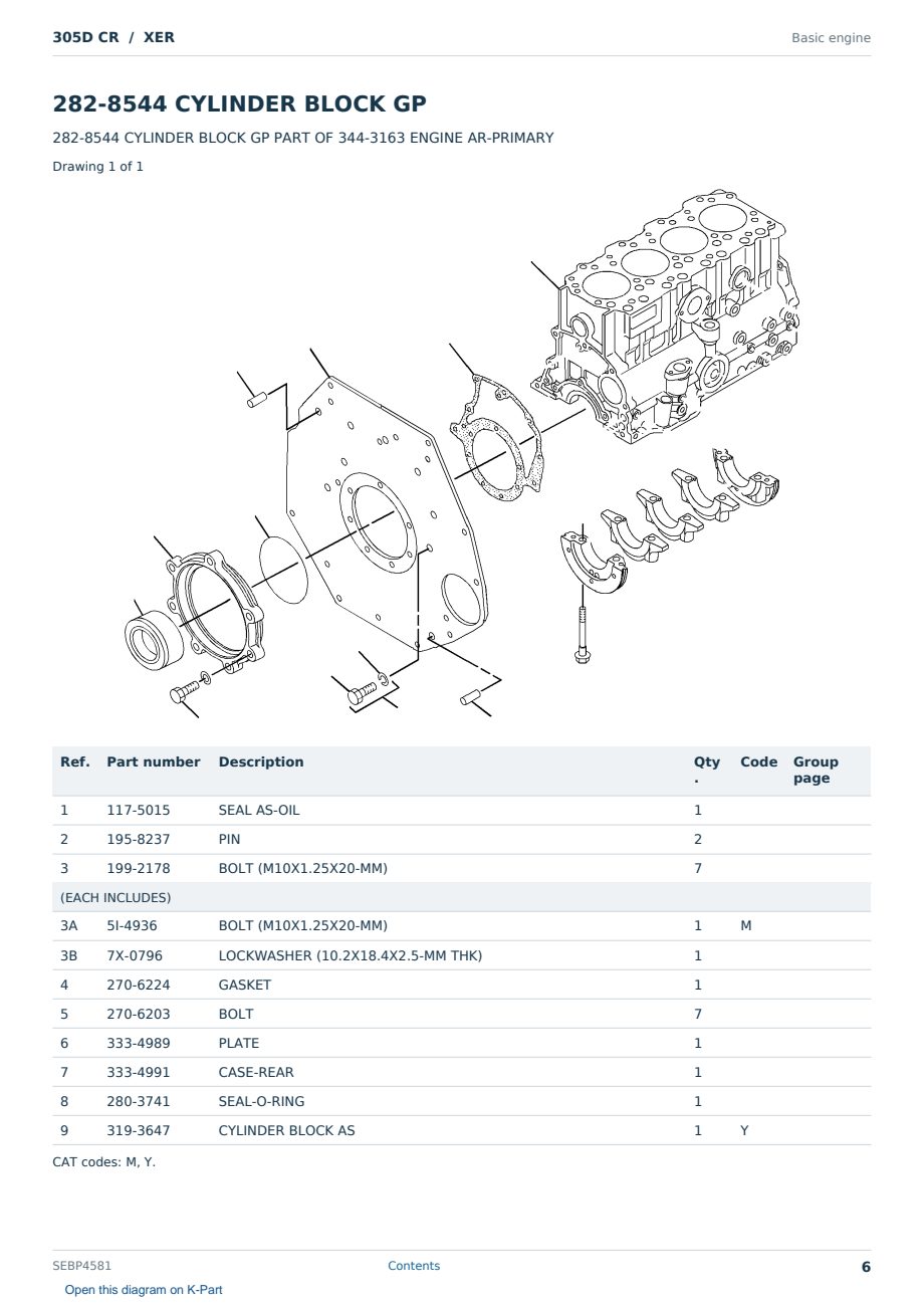 Caterpillar 305D CR S/N XER Partsbook SEBP4581 (English) - sample page 6 of 10 Caterpillar 305D CR S/N XER Partsbook SEBP4581 (English) - sample page 6 of 10
