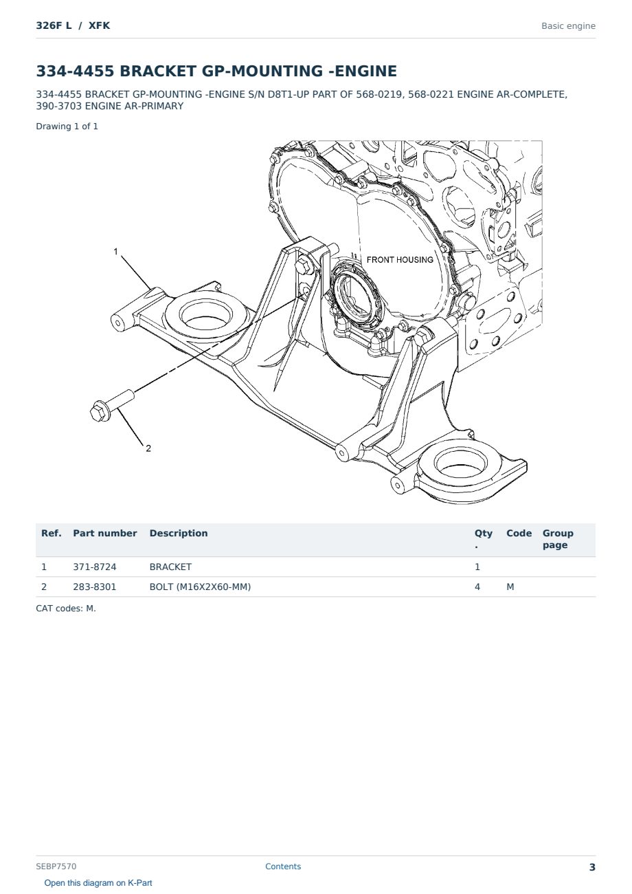 Caterpillar 326F L S/N XFK Partsbook SEBP7570 (English) - sample page 3 of 10 Caterpillar 326F L S/N XFK Partsbook SEBP7570 (English) - sample page 3 of 10