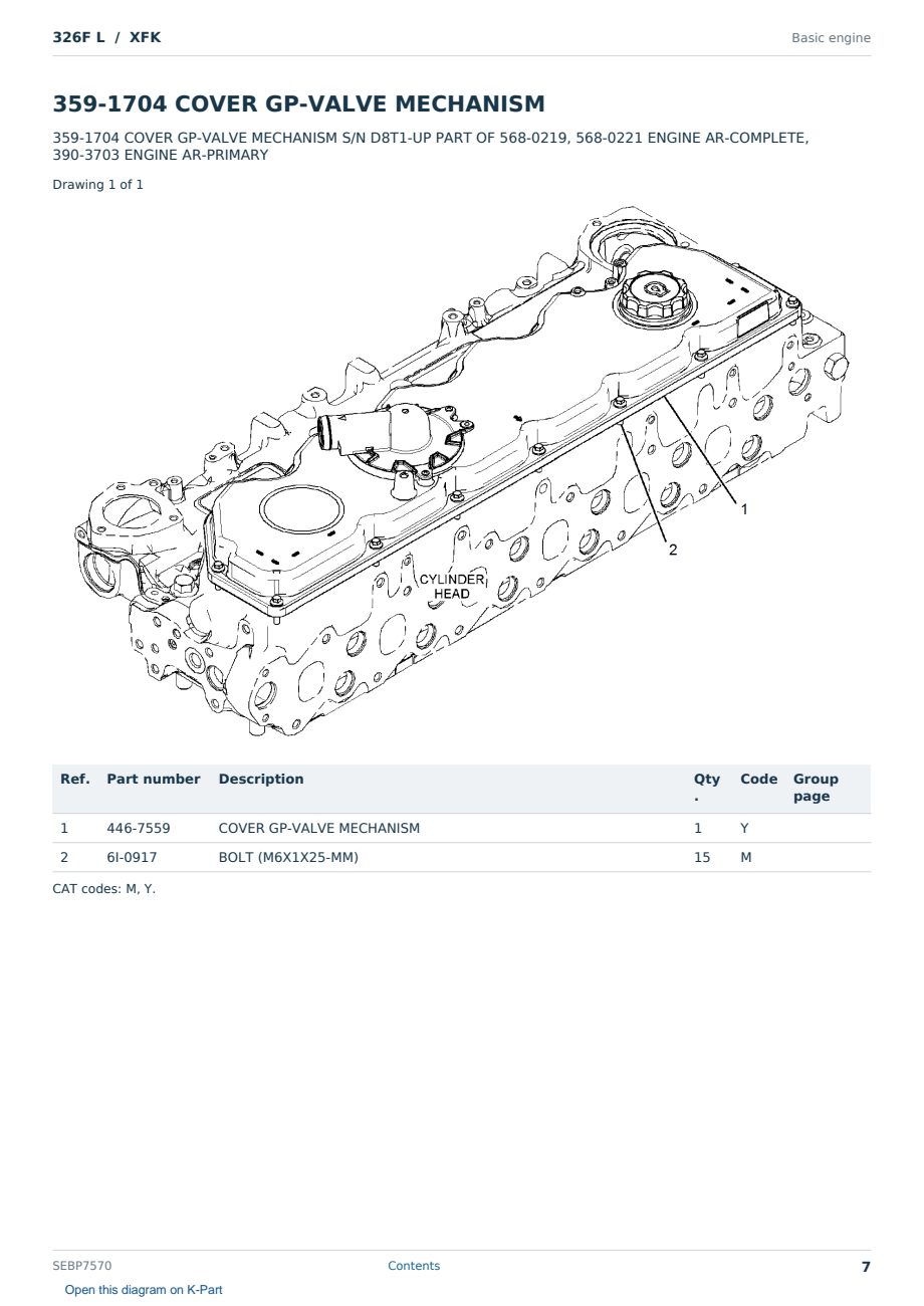 Caterpillar 326F L S/N XFK Partsbook SEBP7570 (English) - sample page 7 of 10 Caterpillar 326F L S/N XFK Partsbook SEBP7570 (English) - sample page 7 of 10