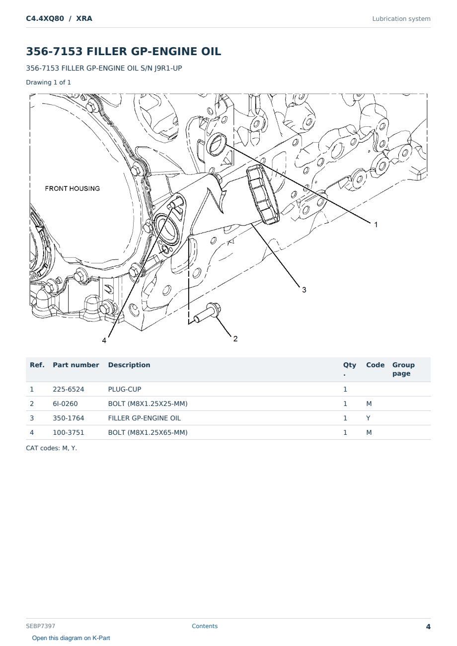 Caterpillar C4.4XQ80 S/N XRA Partsbook SEBP7397 (English) - sample page 4 of 10 Caterpillar C4.4XQ80 S/N XRA Partsbook SEBP7397 (English) - sample page 4 of 10