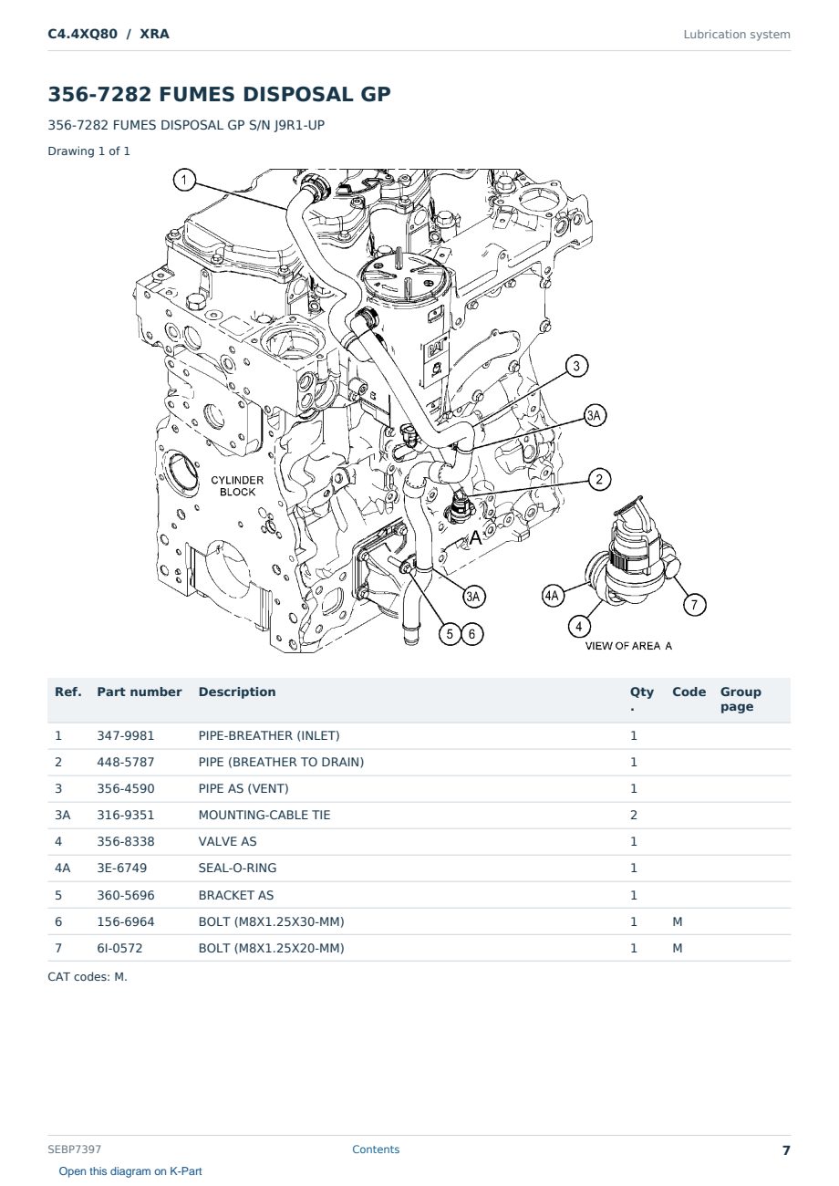 Caterpillar C4.4XQ80 S/N XRA Partsbook SEBP7397 (English) - sample page 7 of 10 Caterpillar C4.4XQ80 S/N XRA Partsbook SEBP7397 (English) - sample page 7 of 10