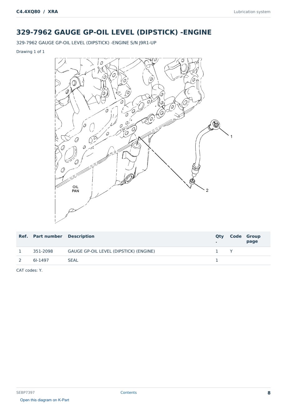 Caterpillar C4.4XQ80 S/N XRA Partsbook SEBP7397 (English) - sample page 8 of 10 Caterpillar C4.4XQ80 S/N XRA Partsbook SEBP7397 (English) - sample page 8 of 10