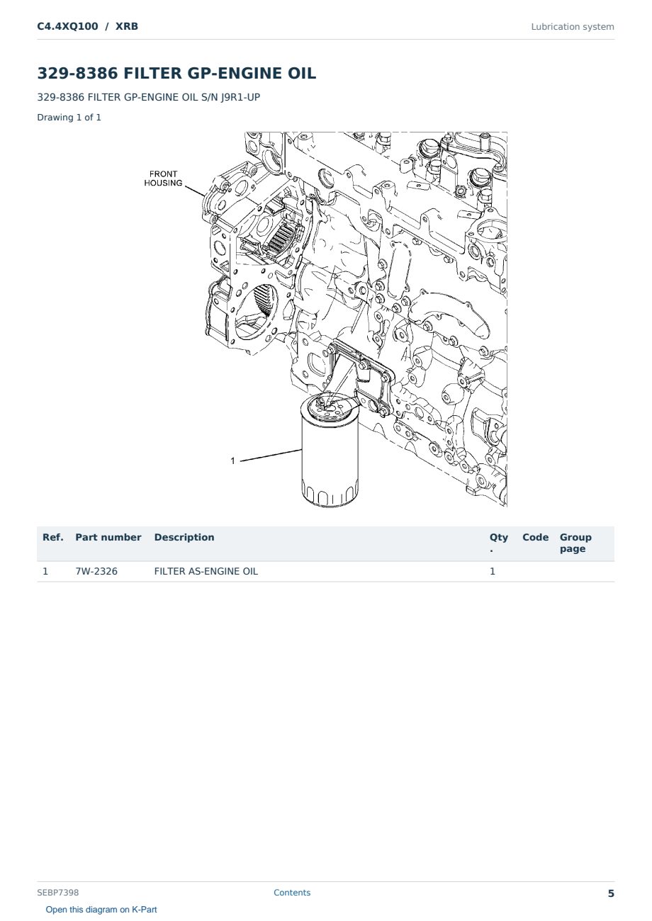 Caterpillar C4.4XQ100 S/N XRB Partsbook SEBP7398 (English) - sample page 5 of 10 Caterpillar C4.4XQ100 S/N XRB Partsbook SEBP7398 (English) - sample page 5 of 10