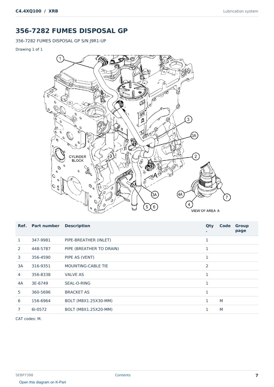 Caterpillar C4.4XQ100 S/N XRB Partsbook SEBP7398 (English) - sample page 7 of 10 Caterpillar C4.4XQ100 S/N XRB Partsbook SEBP7398 (English) - sample page 7 of 10
