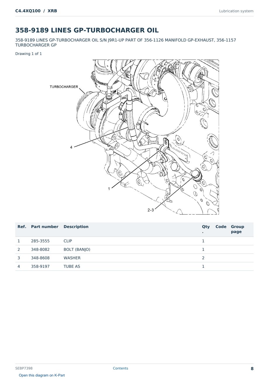 Caterpillar C4.4XQ100 S/N XRB Partsbook SEBP7398 (English) - sample page 8 of 10 Caterpillar C4.4XQ100 S/N XRB Partsbook SEBP7398 (English) - sample page 8 of 10
