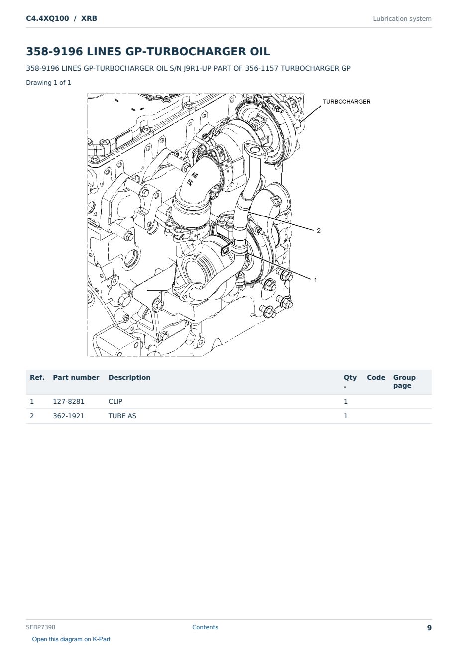 Caterpillar C4.4XQ100 S/N XRB Partsbook SEBP7398 (English) - sample page 9 of 10 Caterpillar C4.4XQ100 S/N XRB Partsbook SEBP7398 (English) - sample page 9 of 10