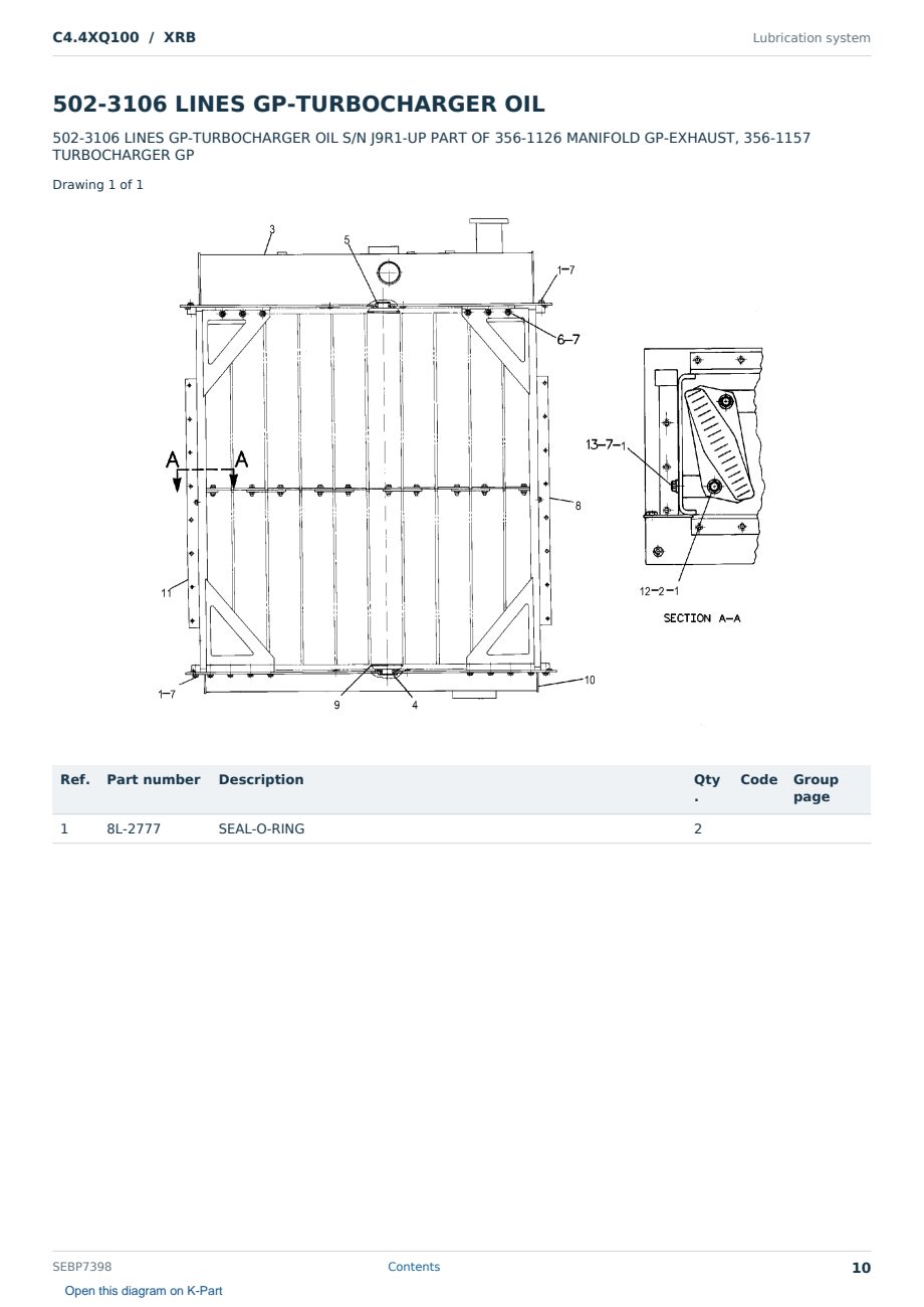 Caterpillar C4.4XQ100 S/N XRB Partsbook SEBP7398 (English) - sample page 10 of 10 Caterpillar C4.4XQ100 S/N XRB Partsbook SEBP7398 (English) - sample page 10 of 10