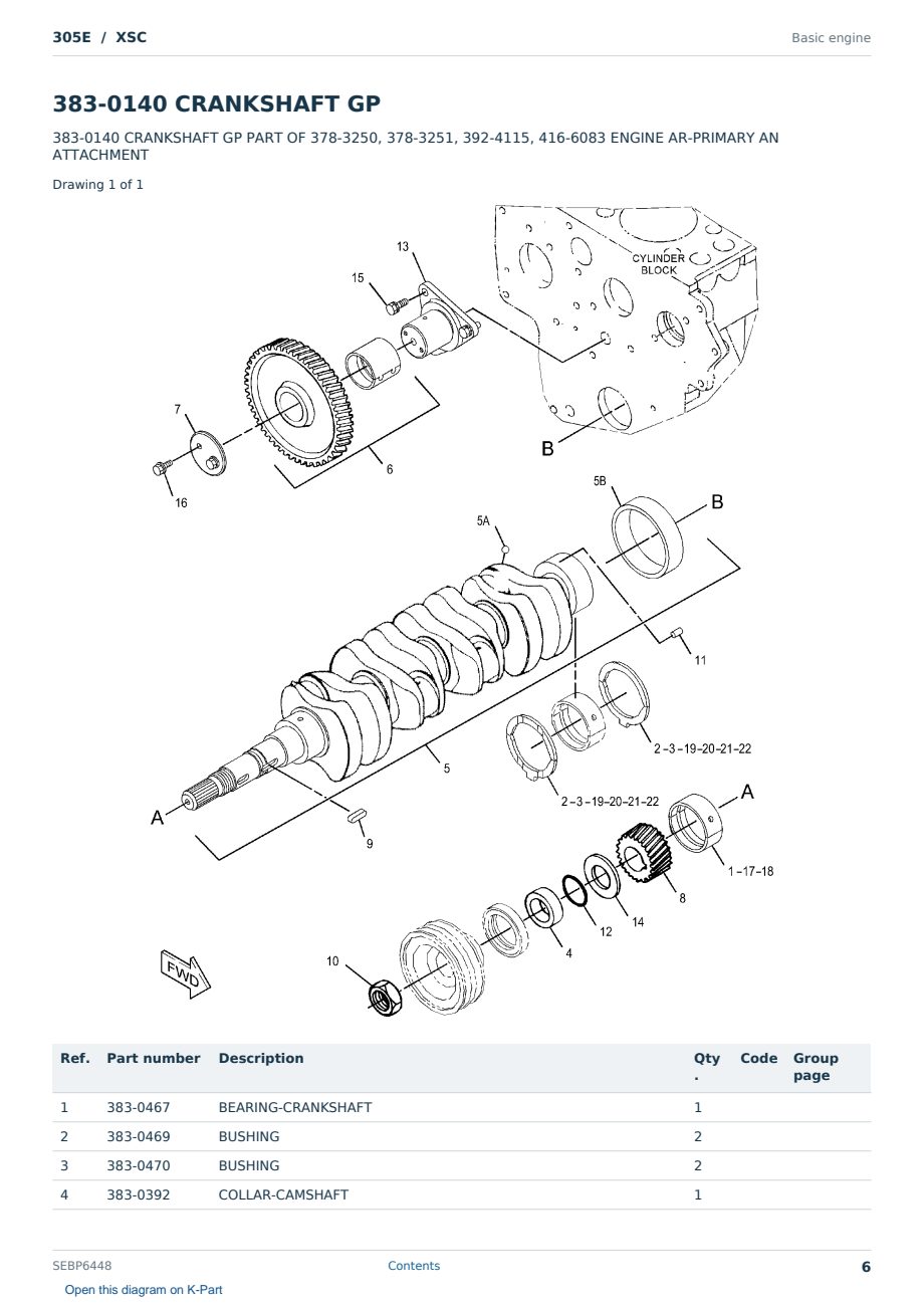 Caterpillar 305E S/N XSC Partsbook SEBP6448 (English) - sample page 6 of 10 Caterpillar 305E S/N XSC Partsbook SEBP6448 (English) - sample page 6 of 10