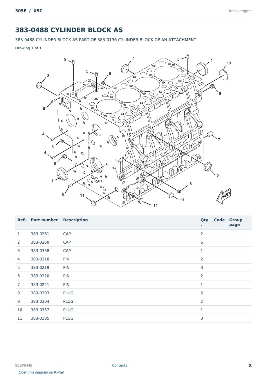 Caterpillar 305E S/N XSC Partsbook SEBP6448 (English) - sample page 8 of 10 Caterpillar 305E S/N XSC Partsbook SEBP6448 (English) - sample page 8 of 10