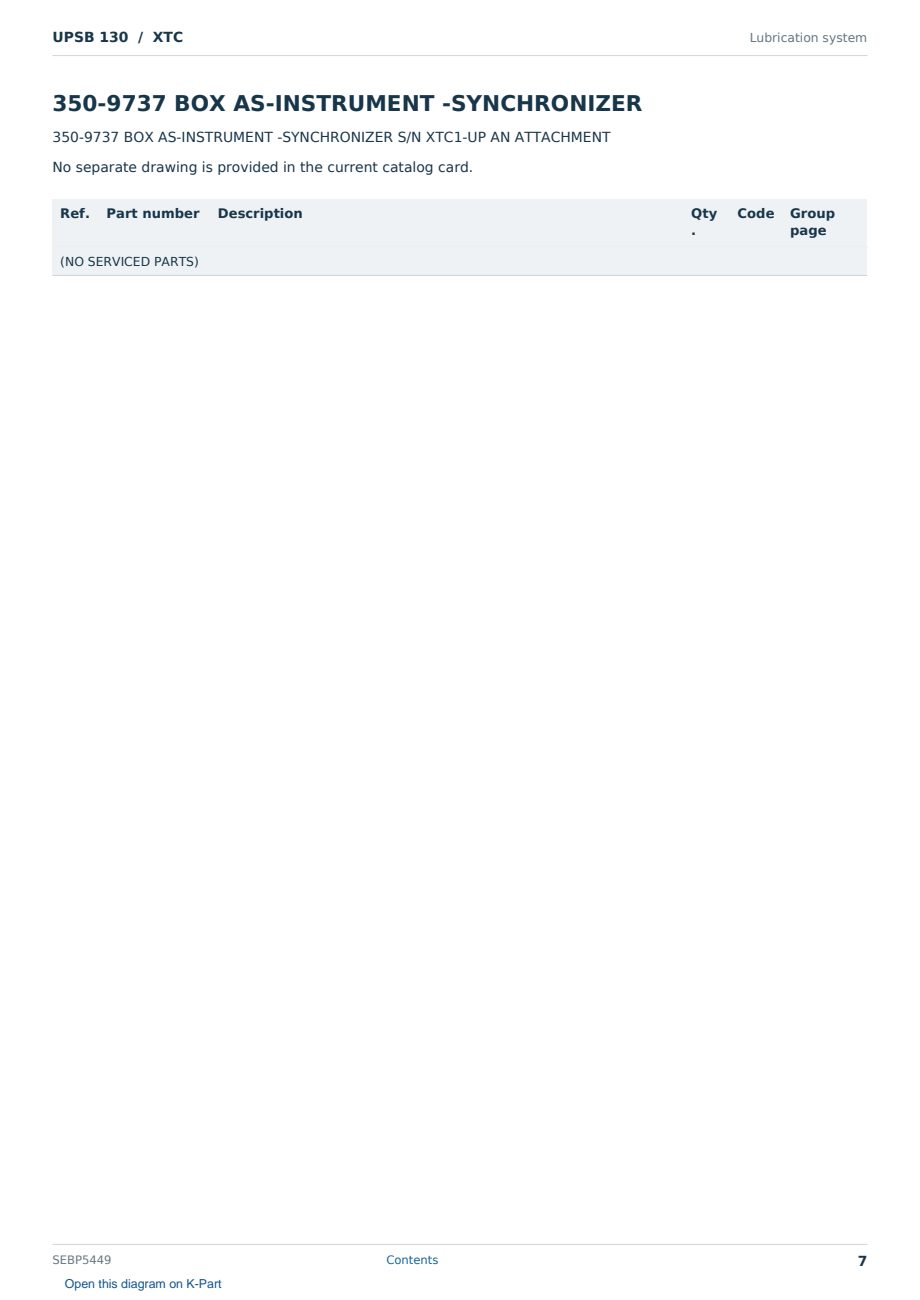 Caterpillar UPSB 130 S/N XTC Partsbook SEBP5449 (English) - sample page 7 of 10 Caterpillar UPSB 130 S/N XTC Partsbook SEBP5449 (English) - sample page 7 of 10