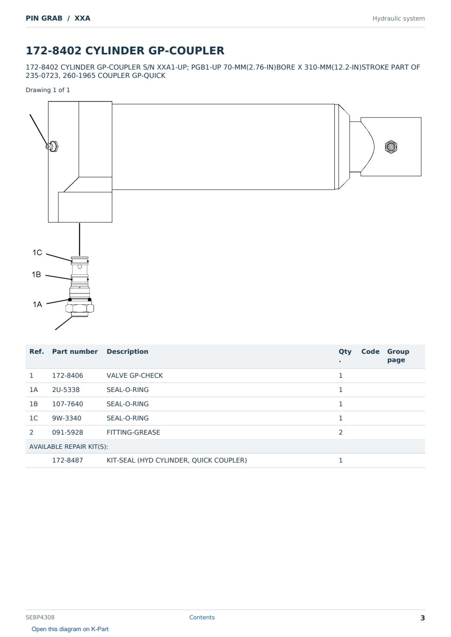 Caterpillar PIN GRAB S/N XXA Partsbook SEBP4308 (English) - sample page 3 of 10 Caterpillar PIN GRAB S/N XXA Partsbook SEBP4308 (English) - sample page 3 of 10