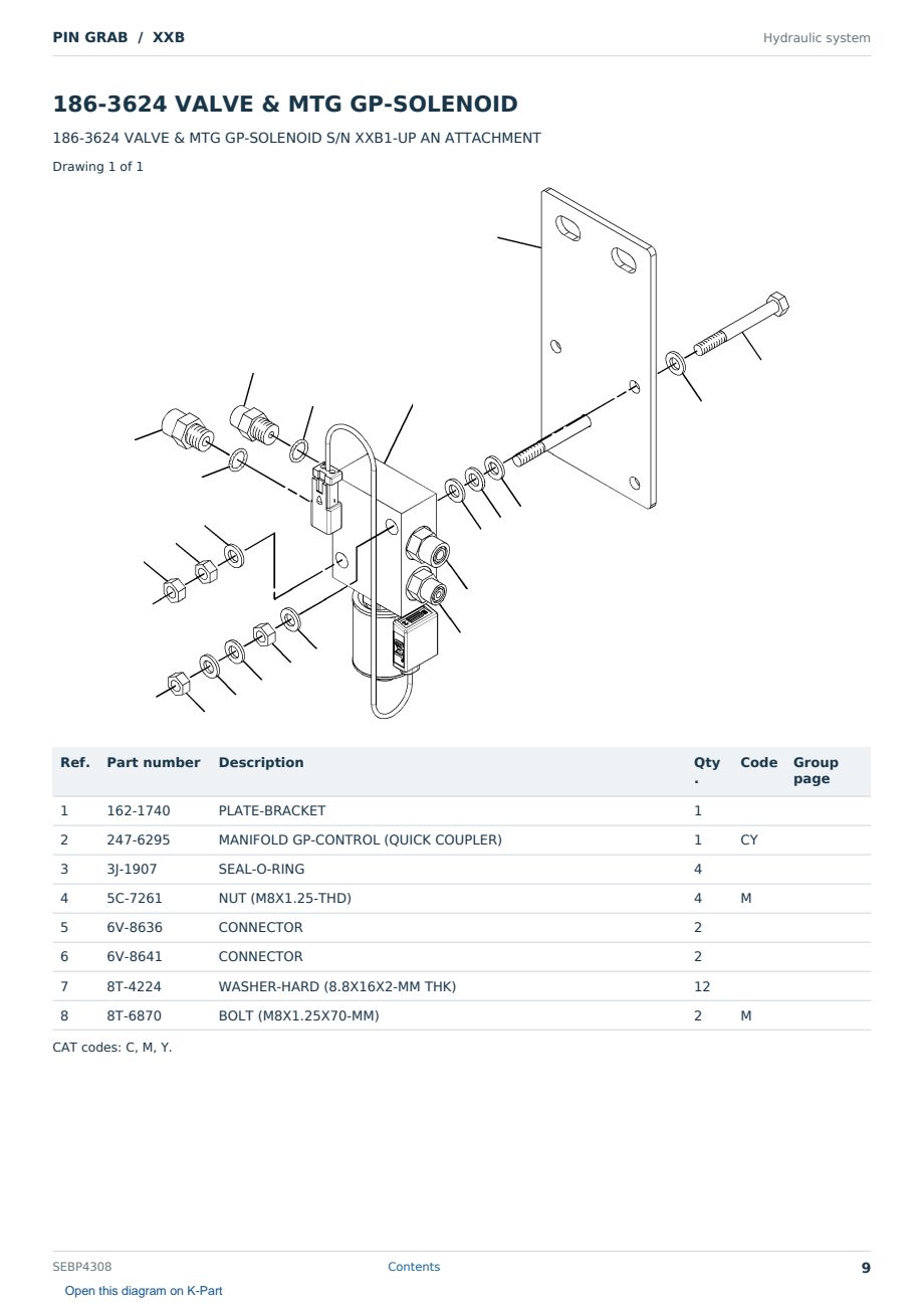 Caterpillar PIN GRAB S/N XXB Partsbook SEBP4308 (English) - sample page 9 of 10 Caterpillar PIN GRAB S/N XXB Partsbook SEBP4308 (English) - sample page 9 of 10