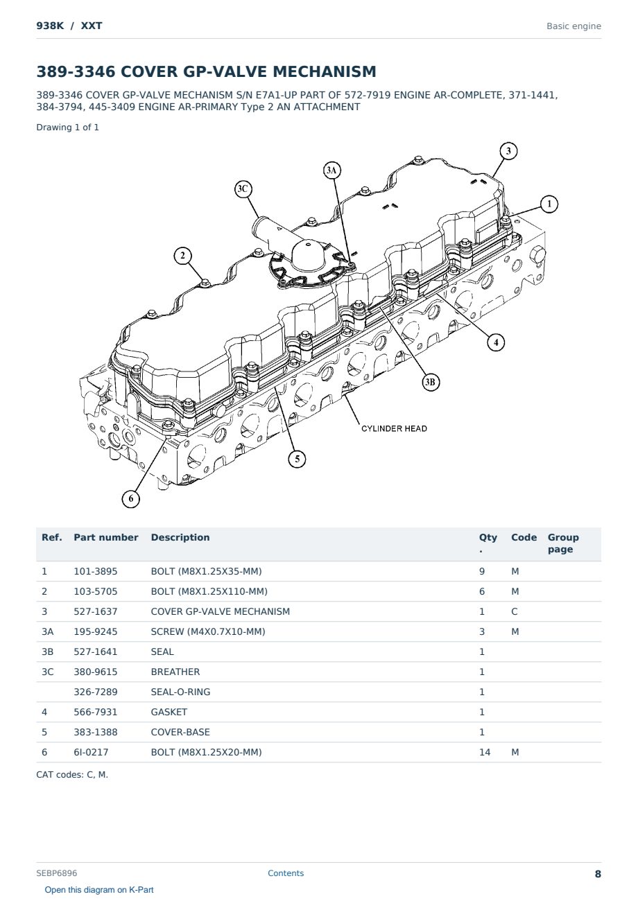 Caterpillar 938K S/N XXT Partsbook SEBP6896 (English) - sample page 8 of 10 Caterpillar 938K S/N XXT Partsbook SEBP6896 (English) - sample page 8 of 10