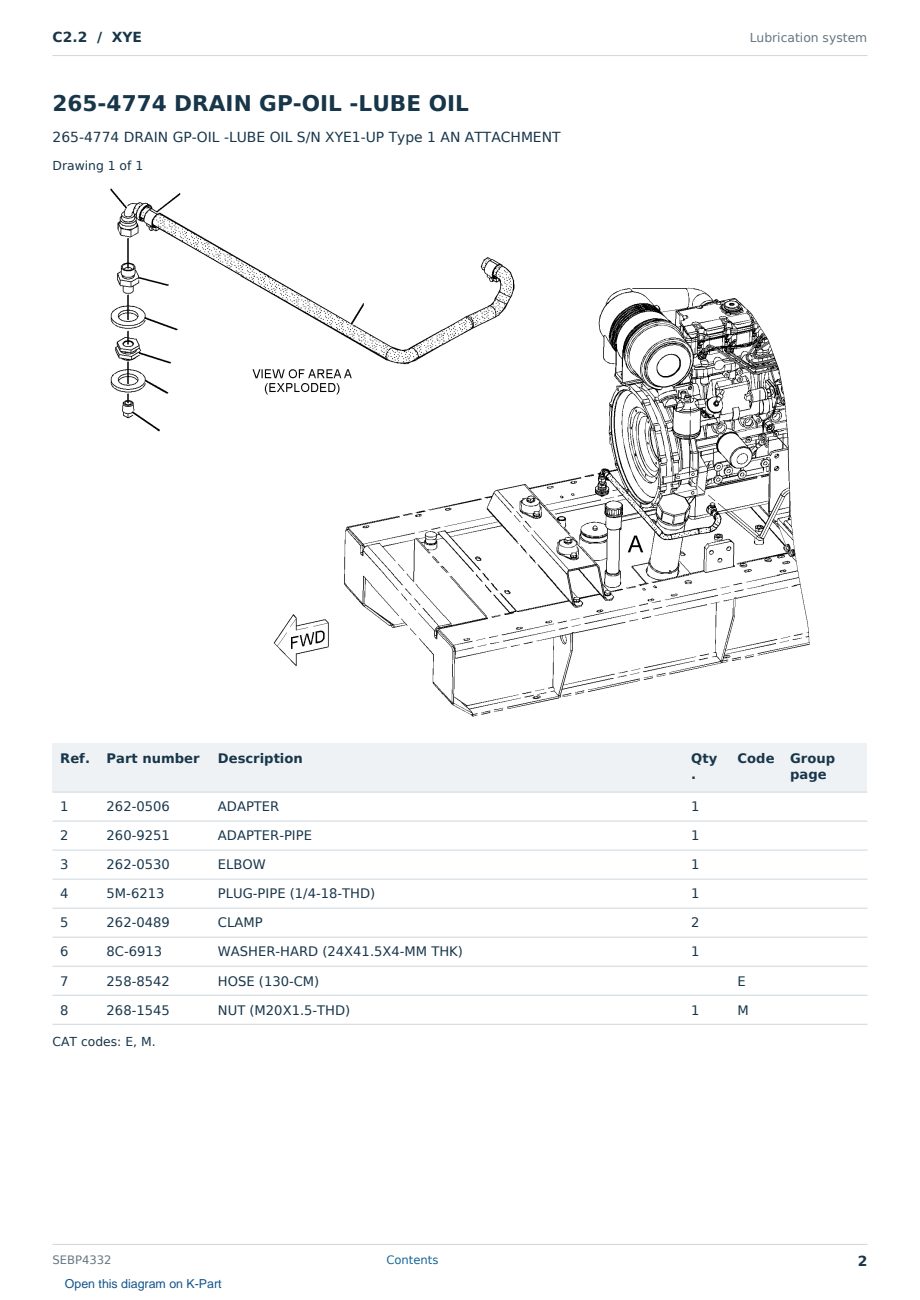 Caterpillar C2.2 S/N XYE Partsbook SEBP4332 (English) - sample page 2 of 10 Caterpillar C2.2 S/N XYE Partsbook SEBP4332 (English) - sample page 2 of 10